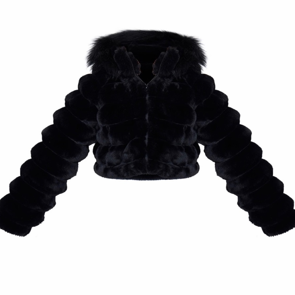 Prettylittlething Black Teddy Jacket View 2